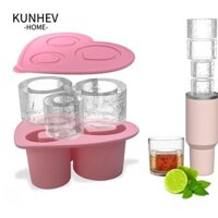 Khay đựng đá viên KUNHEV, Khuôn làm đá viên 3 khoang có thể tái sử dụng, Máy làm đá viên silicon hình trụ sáng tạo cho cốc 20-40oz cho cốc đựng cốc