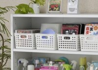 Khay đựng đồ đa năng Nhật Bản Inomata Stock Basket - Hàng nội địa Nhật Bản Made in Japan - Size M IN-4571 - Màu trắng White