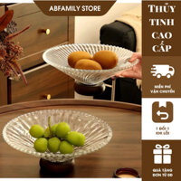 Khay đựng đồ decor bàn phòng khách sang trọng độc đáo| Đĩa thuỷ tinh đựng đồ hoa quả bánh kẹo để bàn