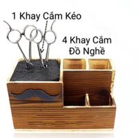 Khay Đựng Đồ Nghề Cắt Tóc Barber . Hộp Gỗ Cắm Kéo Đựng Tông Đơ Cắt Tóc.(Ảnh thật)