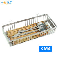 Khay đựng đũa muỗng cho ráo nước Hobby Home Decor KM3-4 chuẩn Inox 304 - có 2 móc treo - 2 size tùy chọn - KM4-size lớn