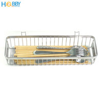Khay đựng đũa muỗng cho ráo nước Hobby Home Decor KM3-4 chuẩn Inox 304 - có 2 móc treo - 2 size tùy chọn - KM3-size nhỏ