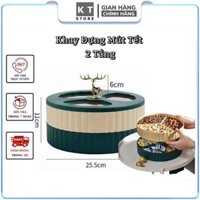 Khay Đựng Kẹo Mứt Tết 2 Tầng Phong Cách Châu Âu - Khay Bánh Kẹo Hình Hươu Vàng Cao Cấp