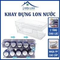 Khay Đựng Lon Bia Nước Ngọt Tủ Lạnh 2 Tầng Trong Suốt Đa Năng, Hộp Đựng Đồ Tự Trôi Thông Minh Dieulinhshop