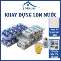 Khay Đựng Lon Bia Nước Ngọt Tủ Lạnh 2 Tầng Trong Suốt Đa Năng, Hộp Đựng Đồ Tự Trôi Dieulinhshop