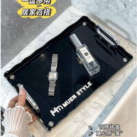 Khay đựng ly cốc Màu Đen Acrylic nhà tắm, Khay đựng trái cây đồ ăn KCD02