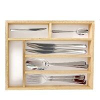 Khay Đựng Muỗng Nĩa 6 Ngăn Gỗ Đức Thành, Khay Gỗ Đựng Muỗng Tiện Lợi Bền Đẹp - Kích Thước 33 x 26 x 4.2 Cm - MS 23031