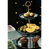 KHAY ĐỰNG MÚT, BÁNH KẸO, HOA QUẢ SỨ CAMELIA 3 TẦNG - ANTH248 - XANH