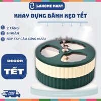 Khay Đựng Mứt Bánh Kẹo Tết 2 Tầng Tay Nắm Hươu 2024 / Hộp Đựng Mứt Tết Cao Cấp Sang Trọng FreeShip