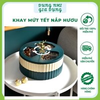 Khay Đựng Mứt Tết 2 Tầng Nắp Hươu Vàng Cao cấp Hộp Đựng Mứt Tết 3 Ngăn Xoay 360 Độ
