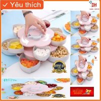 Khay Đựng Mứt Tết 2 Tầng Xoay Chất liệu Bền Đẹp + Tặng Bao lì xì