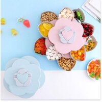 Khay đựng mứt tết 2021 tự xoay hình cánh hoa sen 2 tầng 10 ngăn cao cấp - Hộp đựng bánh mứt cánh hoa sen 2 tầng - Hộp đự