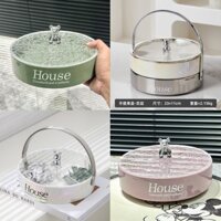 Khay đựng mứt tết bằng sứ Decor, Hũ Khay đựng bánh kẹo tết kiểu dáng núm gấu bạc Bearbrick siêu đẹp, sang trọng tinh tế