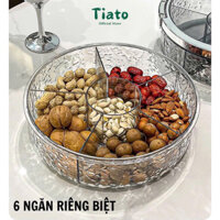 Khay đựng mứt tết bánh kẹo đa năng, Hộp đựng ô mai trong suốt chia 6 ngăn Acrylic có nắp kín