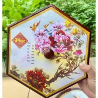 Khay đựng mứt tết, hộp đựng bánh kẹo tết in 3D cành đào, Việt Nam tinh tế 7 ngăn đựng tiện lợi