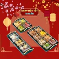 Khay Đựng Mứt Tết Hũ Đựng Bánh Kẹo Các Loại Hạt Tết 2024 Sang Trọng Xanh Coban 8 Hũ Khung Vàng