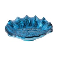 Khay đựng Sashimi nhựa hình con ngao màu xanh 46*47*17cm