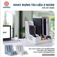 Khay đựng tài liệu 3 ngăn Việt Nhật 5680 có ngăn để bút,Khay đựng hồ sơ tài liệu văn phòng