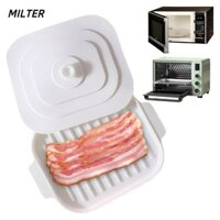 Khay đựng thịt xông khói lò vi sóng MILTER, silicon có nắp Khay nướng chảo Bacon, Tấm trưng bày Sushi chịu nhiệt độ cao vuông dễ dàng làm sạch để nấu ăn bằng lò vi sóng