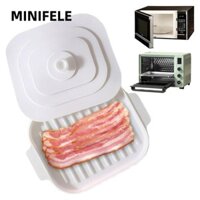 Khay đựng thịt xông khói lò vi sóng MINIFELE, hình vuông có nắp Khay nướng thịt xông khói, silicon dễ dàng làm sạch Bộ đồ ăn nướng chịu nhiệt độ cao để nấu ăn bằng lò vi sóng