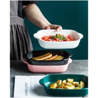 Khay đựng thức ăn 22cm, thố sứ nướng 5 màu - Hàng cao cấp xuất Châu Âu
