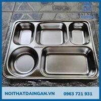 Khay đựng thức ăn công nghiệp có 5 ô sâu bằng inox K04