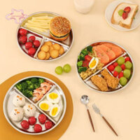 Khay đựng thức ăn ngăn bằng thép không gỉ Đĩa ăn riêng biệt bằng thép không gỉ Đĩa ăn trẻ em có phần chia cho bữa trưa đi học và cắm trại