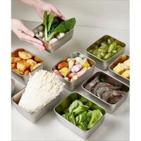 khay đựng thực phẩm inox 304 có nắp đậy hộp đựng thực phẩm bằng inox để tủ lạnh