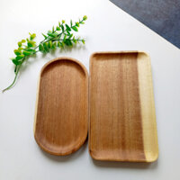 Khay đựng trà bánh hoa quả làm bằng gỗ keo nguyên khối size 22x12x1.8cm/24x14x1.8cm decor chụp ảnh của Vitrapro