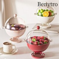 Khay đựng trái cây BENUTRO, trong suốt có nắp hộp đựng đồ ăn nhẹ, bát đựng kẹo tròn đa chức năng bằng nhựa sáng tạo tại nhà