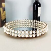 Khay đựng trái cây pha lê cao cấp cho phòng khách, khay đựng mỹ phẩm hình oval, khay đựng rượu vang đỏ kiểu Pháp sang tr