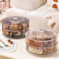 Khay đựng trái cây sấy khô AHMEDUIB, Đĩa trái cây khô tròn bằng nhựa, Hộp đựng đồ ăn tráng miệng có thể xoay được trong suốt sáng tạo