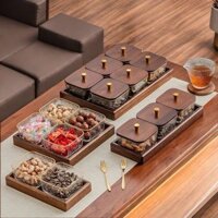 Khay Đựng Trái Cây Thủy Tinh Gỗ Óc Chó Khay Đựng Trái Cây Sấy Khô Phân Loại Sang Trọng Cao Cấp Dùng Trong Phòng Khách Kh