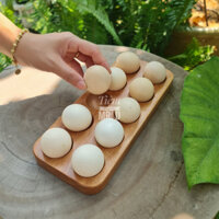 Khay Đựng Trứng 24x10.5cm, Gỗ Xà Cừ Nguyên Khối, Có Phủ Chống Thấm