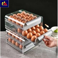 Khay đựng trứng gà 2 tầng bằng nhựa, Hộp để trứng 2 tầng 32 ô tiện dụng