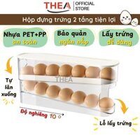 Khay đựng trứng tủ lạnh, hộp đựng trứng gà, vịt 2 tầng thông minh tự động lăn lấy trứng dễ dàng bằng nhựa - THEA
