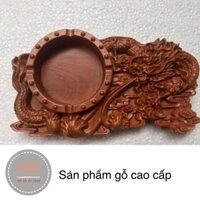 khay gạt tàn thuốc lá bằng gỗ hương hình Rồng cao cấp