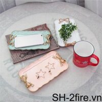 Khay Giá Đỡ Bánh Trái Cây / Snack Hình Chữ Nhật Bằng Nhựa Resin Tinh Tế Đa Năng