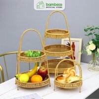 Khay giả mây nhiều tầng BAMBOOO ECO để đồ ăn thực phẩm trang trí trong nhà hàng , khách sạn , phòng bếp cao cấp