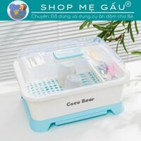 Khay Giá Úp Chén Bát COCO BEAR, Khay Úp Bát, Cốc, Bình Sữa  Có Nắp Đậy Và Khay Hứng Nước Cho Bé