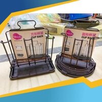 Khay giá úp ly cốc tròn chữ nhật sơn tĩnh điện kèm bộ khay hứng nước cao cấp tiện dụng giá rẻ.