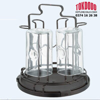 Khay giá úp ly cốc tròn chữ nhật sơn tĩnh điện kèm bộ khay hứng nước cao cấp tiện dụng - Tròn