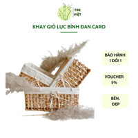 Khay giỏ lục bình đan caro Tre Việt chất liệu lục bình khung sắt cứng cáp Kích thước 33cm/40cm/44cm