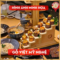 [Khay gỗ bậc thang 6 tầng] Khay gỗ trang trí món ăn Sushi Nhật Bản bậc thang 6 tầng - chuyên dụng cho nhà hàng Nhật