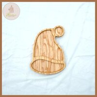 Khay gỗ decor BOMI- Khay gỗ đựng đồ ăn gỗ tần bì hình nón giáng sinh ngộ nghĩnh BOMK16