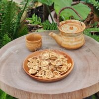 Khay Gỗ Decor Hình Tròn 16cm, Gỗ Xà Cừ Nguyên Khối, Thân Thiện Môi Trường