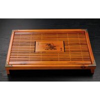 Khay gỗ đẹp, nẹp đồng 4 góc chắc chắn - Mâu đen