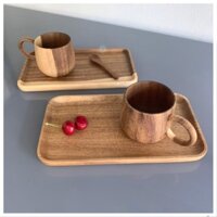 Khay gỗ, Đĩa Gỗ Keo Nguyên Khối Chữ nhật Đựng Cốc, Bánh Trái, Đồ ăn, Hoa Quả, Đồ Decor Vitrapro .