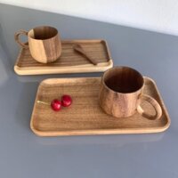 Khay gỗ, Đĩa Gỗ Keo Nguyên Khối Chữ nhật Đựng Cốc, Bánh Trái, Đồ ăn, Hoa Quả, Đồ Decor Vitrapro