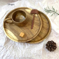 Khay Gỗ, Đĩa Gỗ Keo Tròn Vành Cao Đựng Bánh, Hoa Quả, Thức Ăn, Khay Đĩa gỗ Decor Chụp ảnh